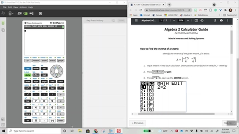 Thumbnail for entry Alg 2: 4.11.M  Matrix Inverse using TI-84 Calculator