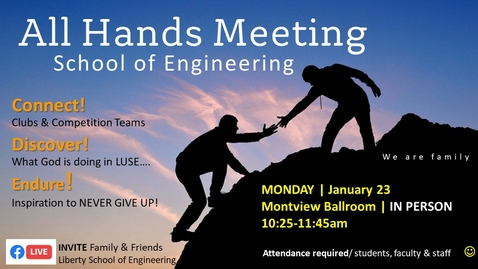 Thumbnail for entry Engineering All Hands Meeting | Jan. 23, 10:25PM