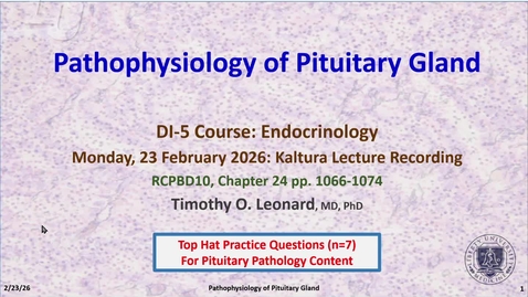 Thumbnail for DI5 - Pituitary Gland: Pathophysiology (Lecture Capture - Dr. Leonard)