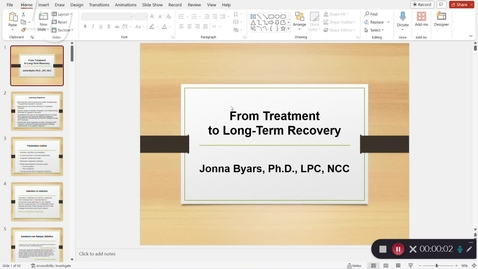 Thumbnail for entry Substance Abuse: From treatment to Long-term recovery; The role of Trauma