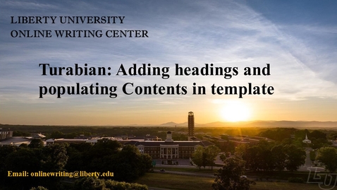 Thumbnail for Turabian - adding headings and populating Contents in template