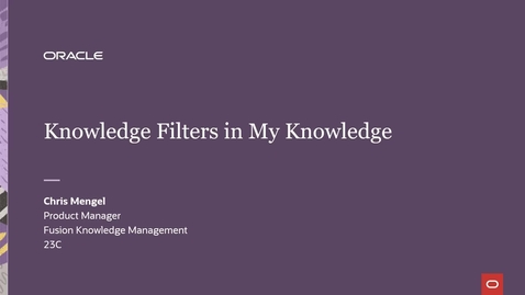 Thumbnail for entry Knowledge Filters in My Knowledge