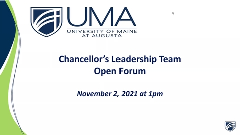 Thumbnail for entry Chancellor's Open Forum 11/02/21