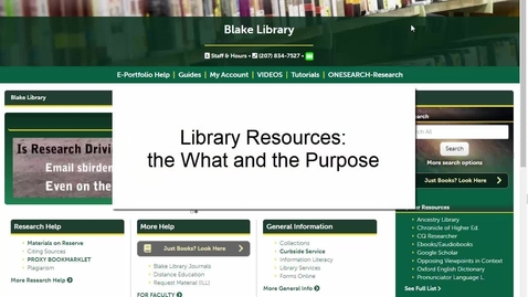 Thumbnail for Library Resources: Where to get them and why you get them there