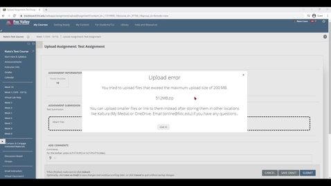 Thumbnail for How to attach a large file in Blackboard