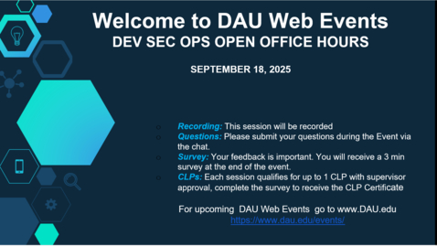 Thumbnail for DevSecOps Open Office Hour: Your Opportunity to Engage with DAU Software Engineering Experts