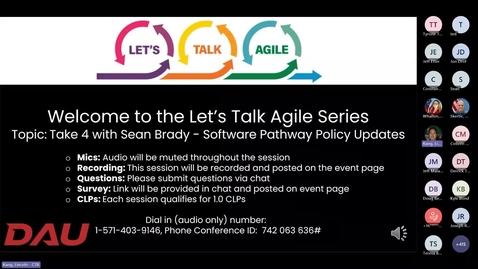 Thumbnail for Let’s Talk Agile Take 4 with Sean Brady - Software Pathway Policy Updates