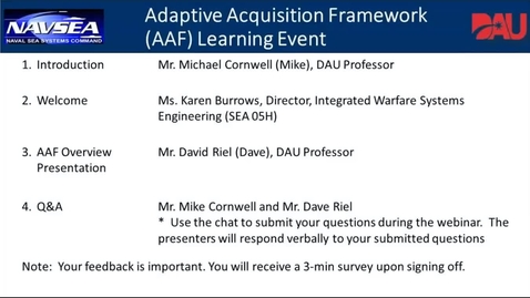 Thumbnail for entry NAVSEA Adaptive Acquisition Framework (AAF) Engineering 1.12.21