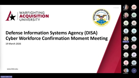 Thumbnail for DISA 8140 O&amp;M Project Weekly Meeting: Confirmation Moment and Full Demo (3/19/2026)