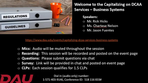 Thumbnail for Capitalizing on DCAA Services  Business Systems