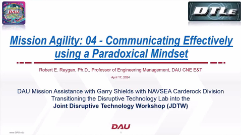 Thumbnail for Mission Agility: Session 04 - Logical Decomposition for Influencing Others
