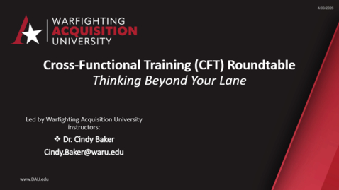 Thumbnail for Thinking Beyond Your Lane - Cross-Functional Training (CFT) Roundtable - 4/27/2026