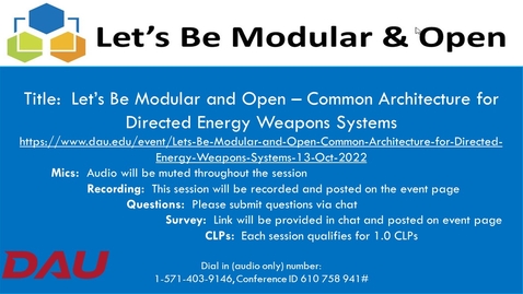 Thumbnail for entry Let’s Be Modular and Open – Common Architecture for Directed Energy Weapons Systems-20221013-final