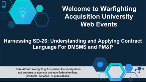 Thumbnail for Harnessing SD-26 Understanding and Applying Contract Language For DMSMS and PM&amp;P 1.15.26
