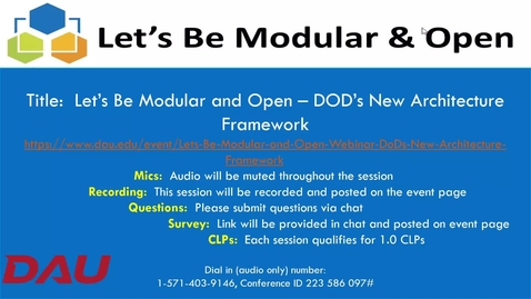 Thumbnail for Let's Be Modular and Open (MOSA - Modular Open System Approach)