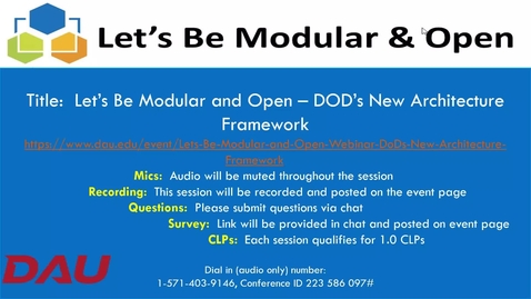 Thumbnail for entry Let's Be Modular and Open (MOSA - Modular Open System Approach)