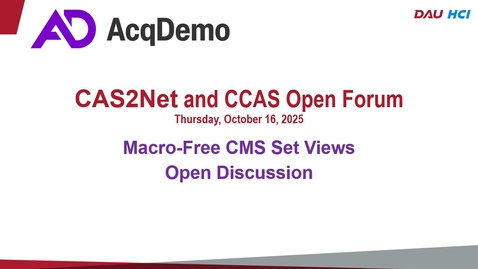 Thumbnail for Macro-Free CMS Set View &amp; Open Discussion 10/16/25