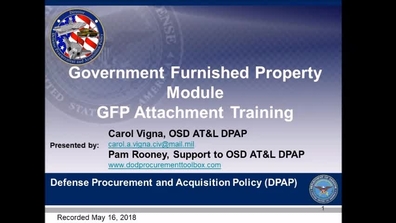 Government Furnished Property Module - GFP Attachment Training 