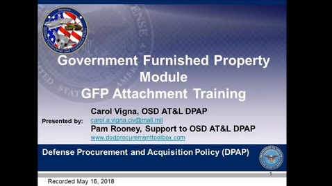 Thumbnail for Government Furnished Property Module - GFP Attachment Training