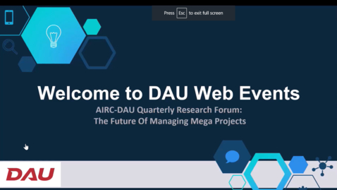 Thumbnail for AIRC-DAU Quarterly Research Forum - The Future Of Managing Mega Projects 12.8.23