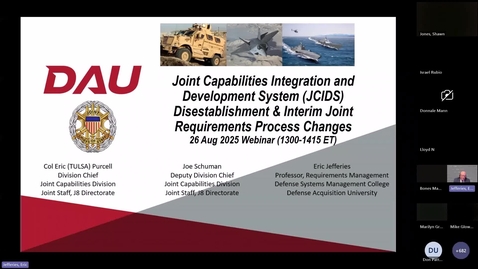 Thumbnail for JCIDS Disestablishment &amp; Interim Requirements Process Webinar - 26 August 2025