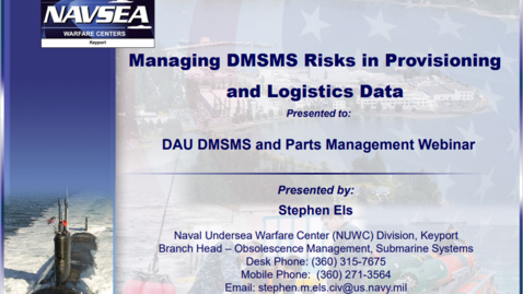 Thumbnail for Managing DMSMS Risks in Provisioning and Logistics Data