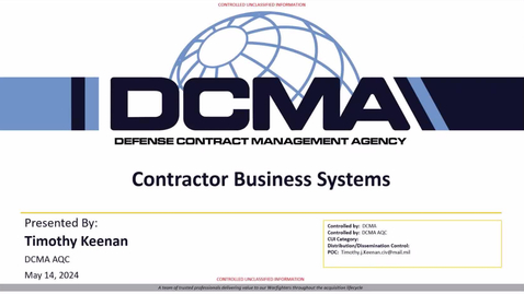 Thumbnail for entry Leveraging DCMA Capabilities: Contractor Business Systems &amp; Contract Termination