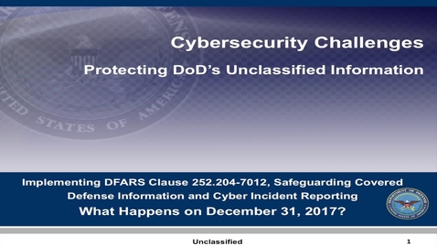 Thumbnail for Protecting DoD's Unclassified Info - Part 1