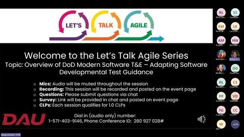 Thumbnail for Let’s Talk Agile Overview of DoD Modern Software T&amp;E- Adapting Software Developmental Test Guidance