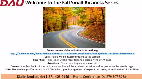 Thumbnail for entry Fall Small Business Series Event  Resilient And Adaptive Leadership The Role Of Emotional Intelligence