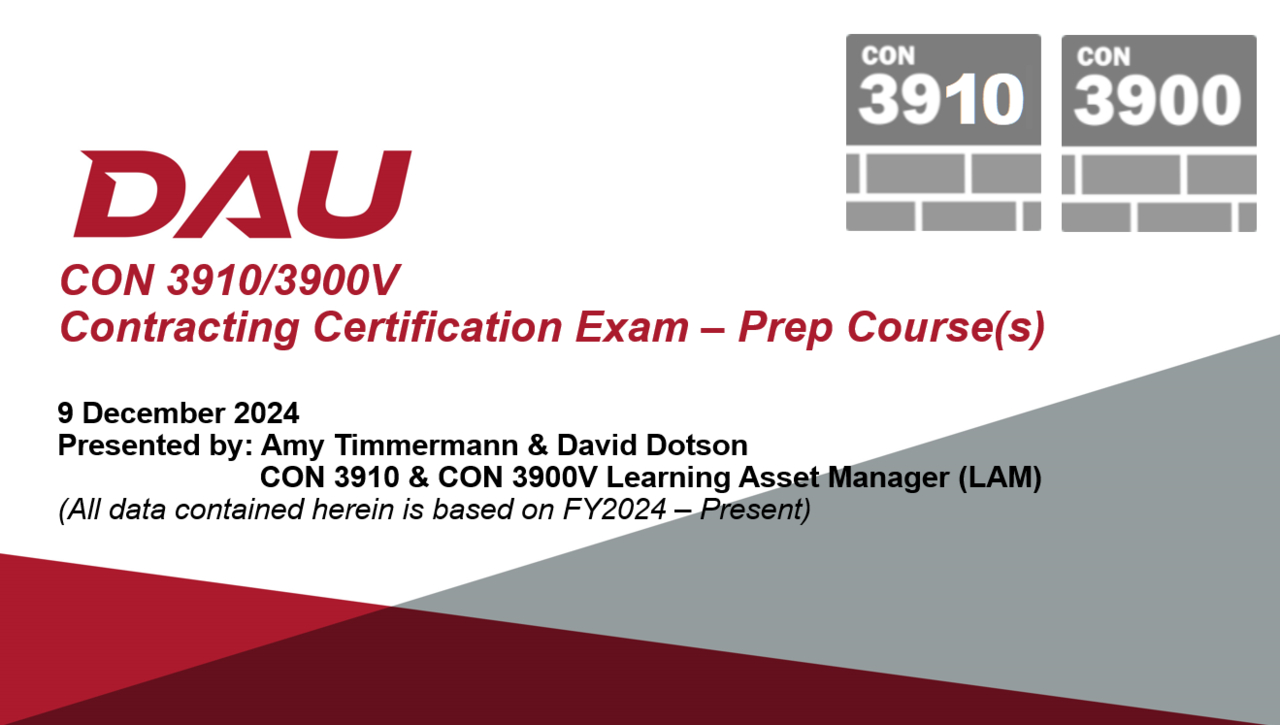 CON 3900/3910V Preparatory Course and CON 3990 Certification Exam