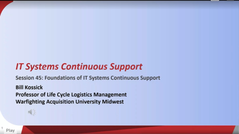 Thumbnail for AFLCMC Session 45: Foundations of IT Systems Continuous Support - 2 March 2026