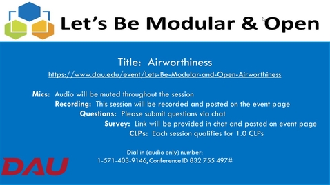 Thumbnail for entry Let's Be Modular and Open -- Airworthiness