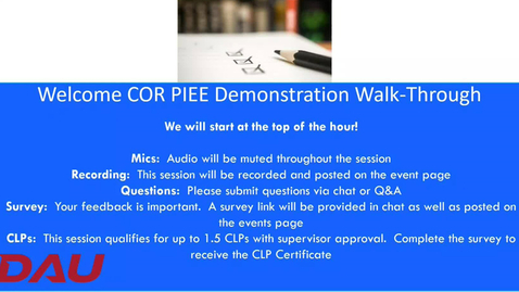 Thumbnail for COR PIEE Demonstration walkthrough-20230315-final