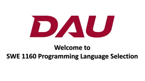 Thumbnail for SWE 1160 Programming Language Selection Introduction