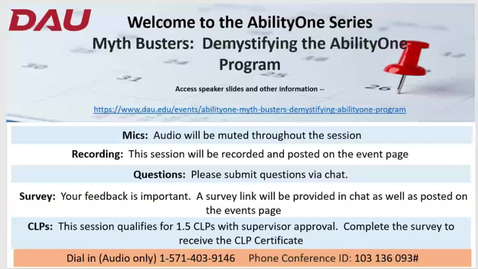 Thumbnail for AbilityOne  Myth Busters  Demystifying the AbilityOne Program