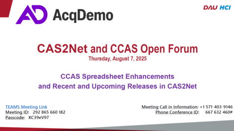 Thumbnail for CCAS Spreadsheet Enhancements, Recent and Upcoming Releases in CAS2Net 8/7/25