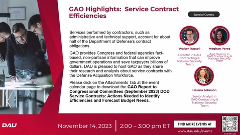 Thumbnail for entry GAO Highlights - Service  Contract Efficiencies