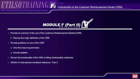 Thumbnail for Module F2 Army Utilities Services Acquisition and Sales Specialist (UTILSO) Program
