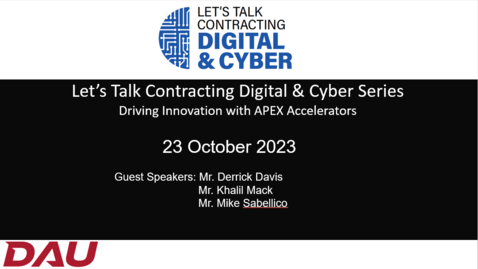 Thumbnail for entry Let's Talk Contracting - Digital &amp; Cyber Driving Innovation with Apex Accelerators-20231023