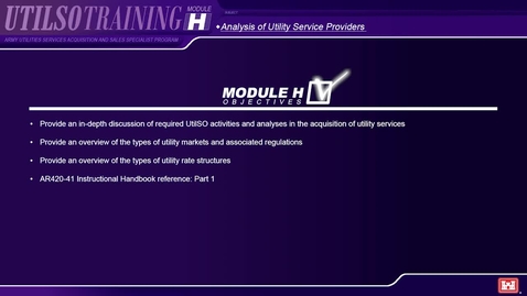 Thumbnail for Module H Army Utilities Services Acquisition and Sales Specialist (UtilSO) Program - Analysis of Utility Service Providers