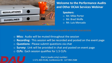 Thumbnail for Performance Audits and Other DCAA Services 12.14.23