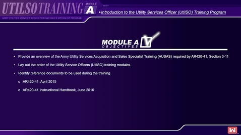Thumbnail for Module A Army Utilities Services Acquisition and Sales Specialist (UtilSO) Program - Introduction