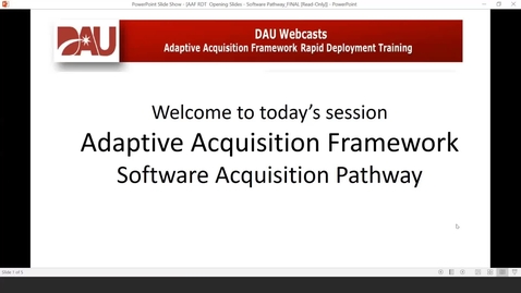 Thumbnail for entry AAF: Software Acquisition Pathway Briefing 3.17.20