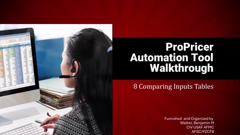 Thumbnail for ProPricer Automation Tool (PPAT) Walkthrough - 8 Comparing Inputs Tables (8 of 9)