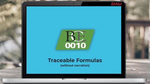 Thumbnail for entry BCE 0010 Traceable Formulas