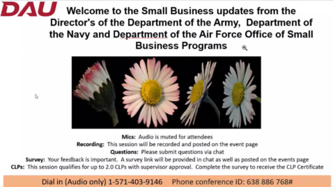 Thumbnail for Small Business updates from the Director's of the Department of the Army, Department of the Navy, and Department of the Air Force Office of Small Business Programs-20240626