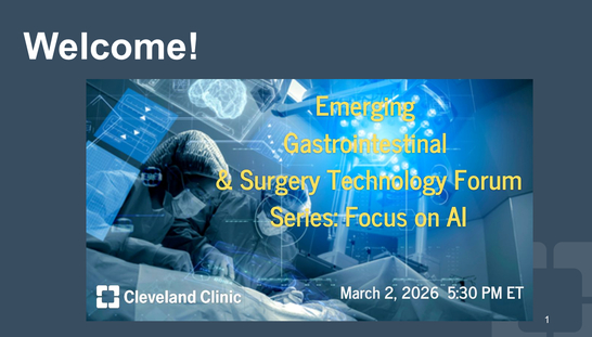 Emerging Gastrointestinal & Surgery Technology Forum Series - March 2, 2026