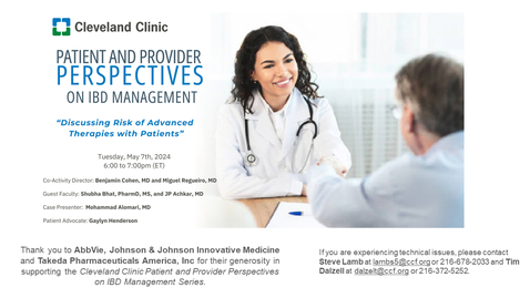 Thumbnail for Patient and Provider Perspectives on IBD Management - May 7, 2024