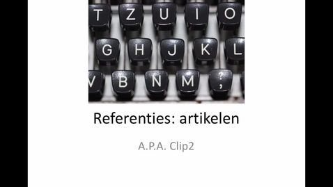 Thumbnail for APA 2: Journal artikelen